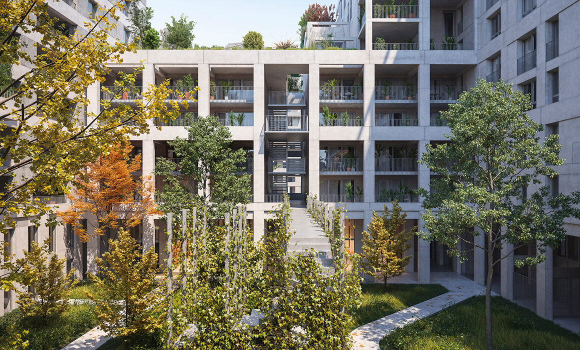 accès intérieur îlot projet escale exndo architecture lyon