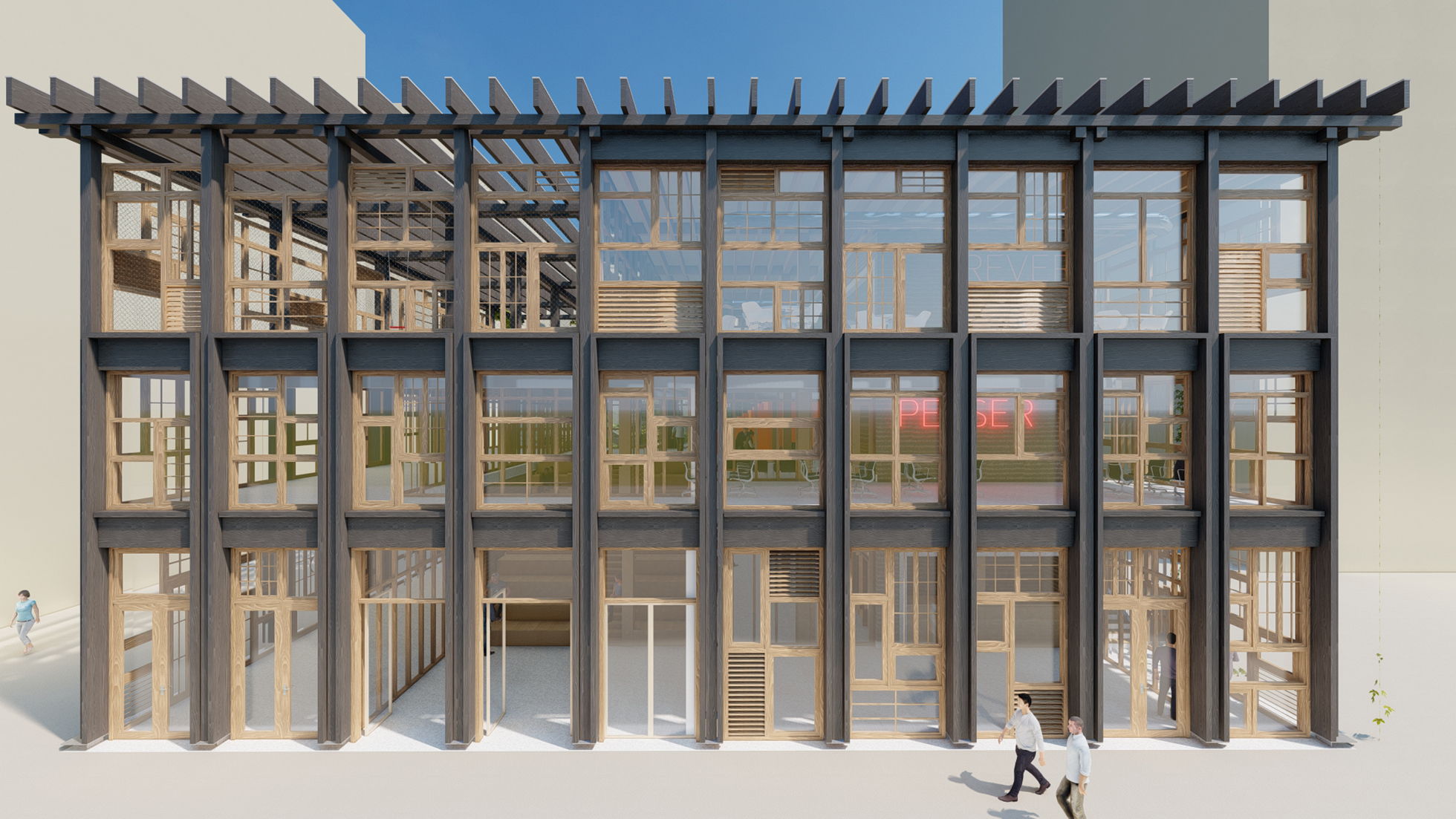 façade projet pavillon du réemploi exndo architecture lyon