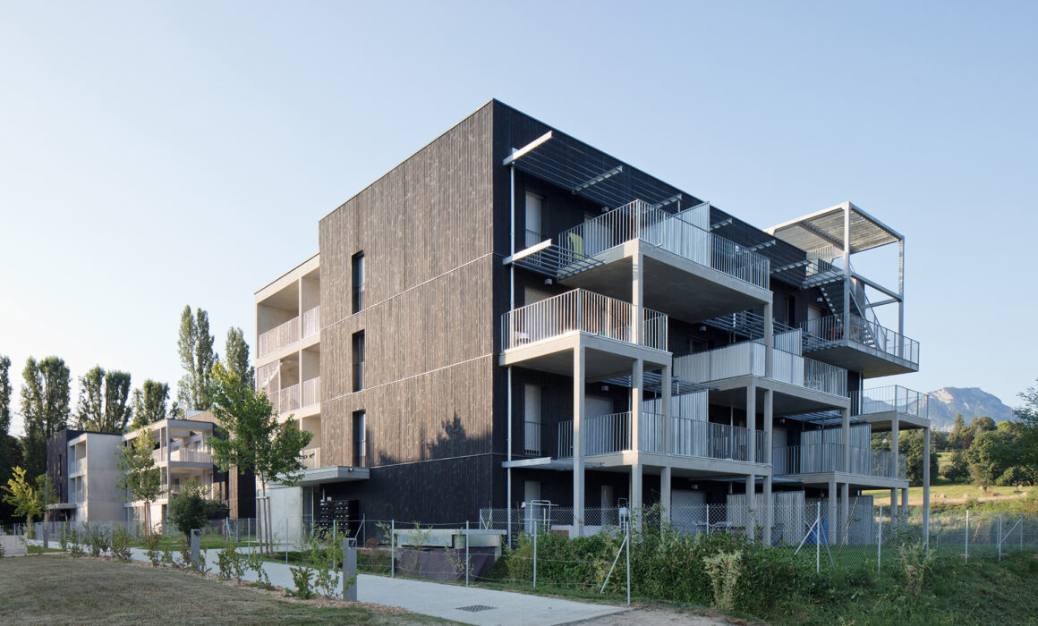 entrée principale projet ecoquartier cognin exndo architecture lyon