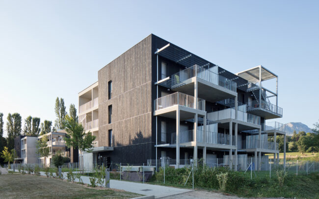 entrée principale projet ecoquartier cognin exndo architecture lyon